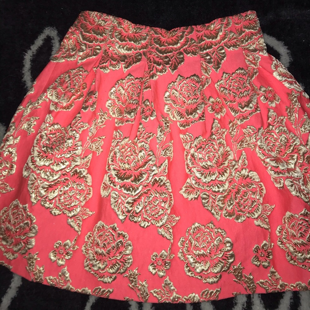 Ark & co. Hot pink skirt with gold rose accents